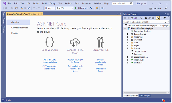 Blazor client web apps with C#